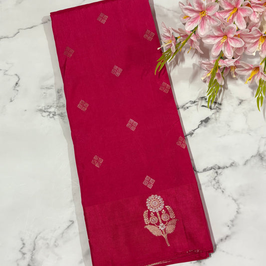 Pink Semi Raw Mango Banarasi Saree