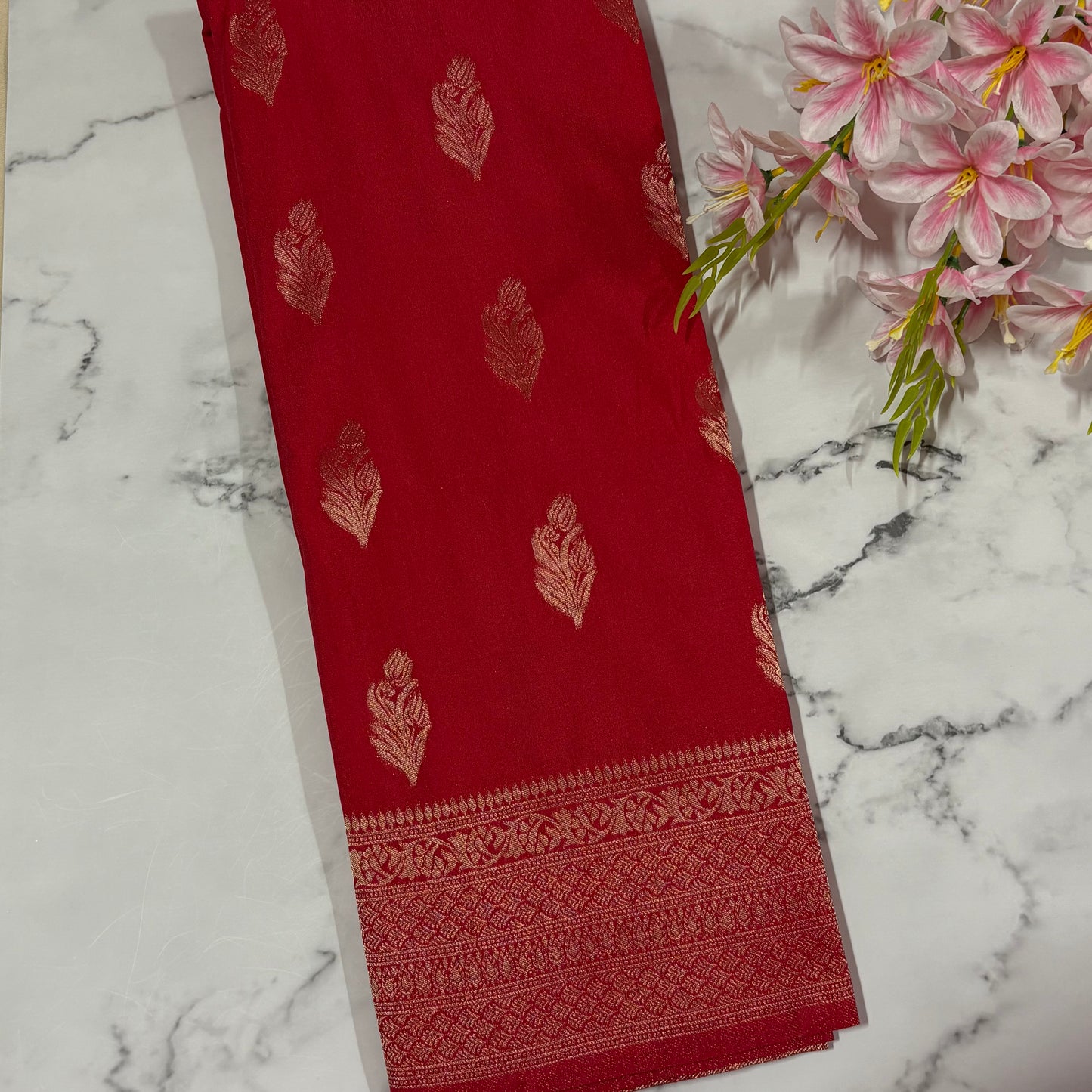 Dark Pink Banarasi Semi Matka Silk Saree