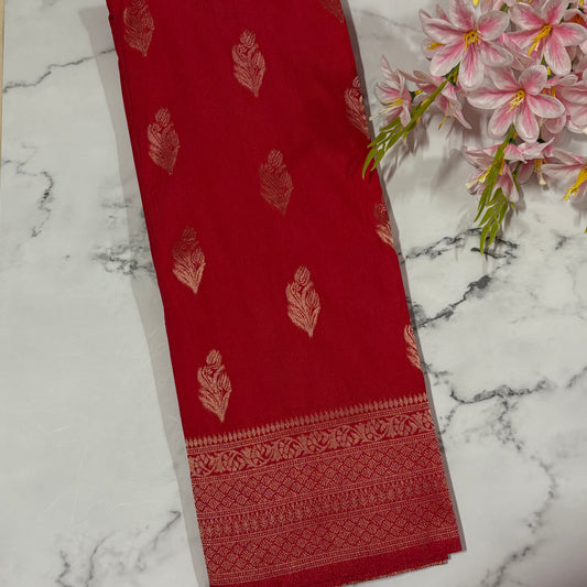 Dark Pink Banarasi Semi Matka Silk Saree