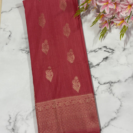 Light Pink Banarasi Semi Matka Silk Saree