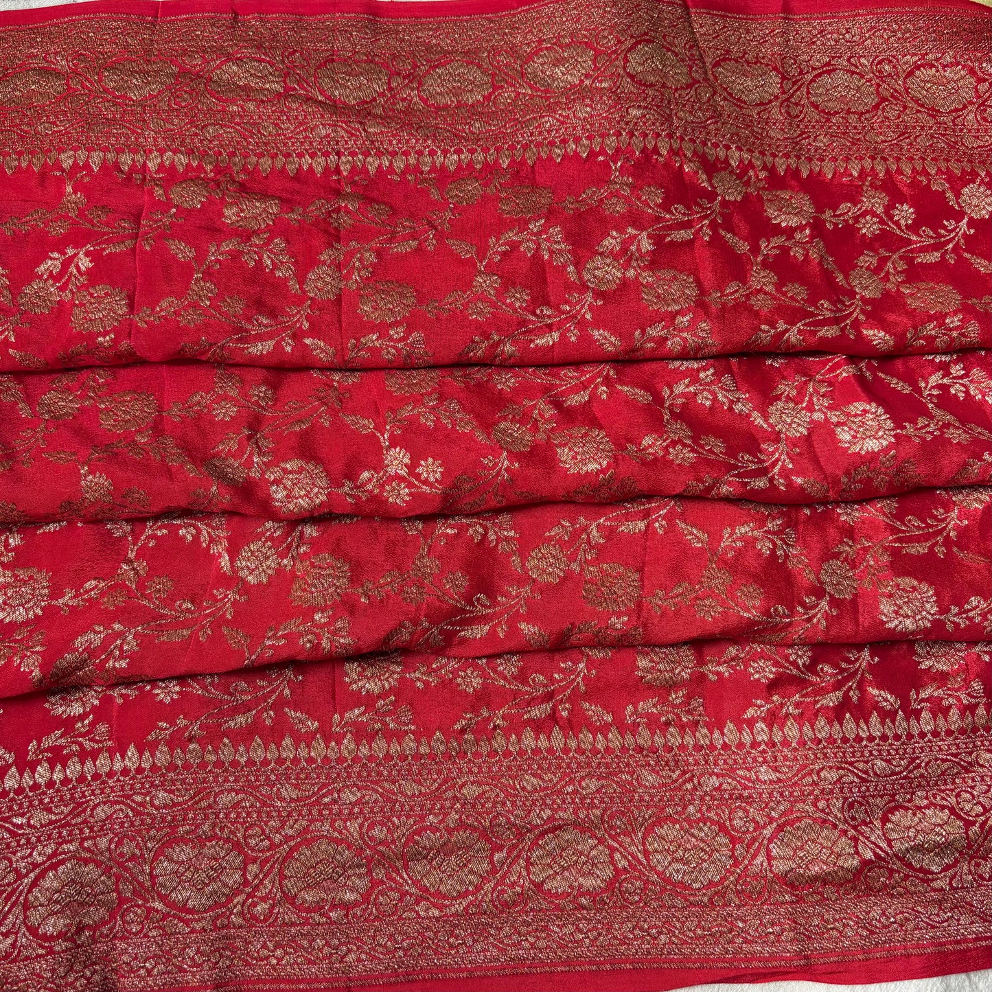 Pista Green Banarasi Pure Crepe Saree