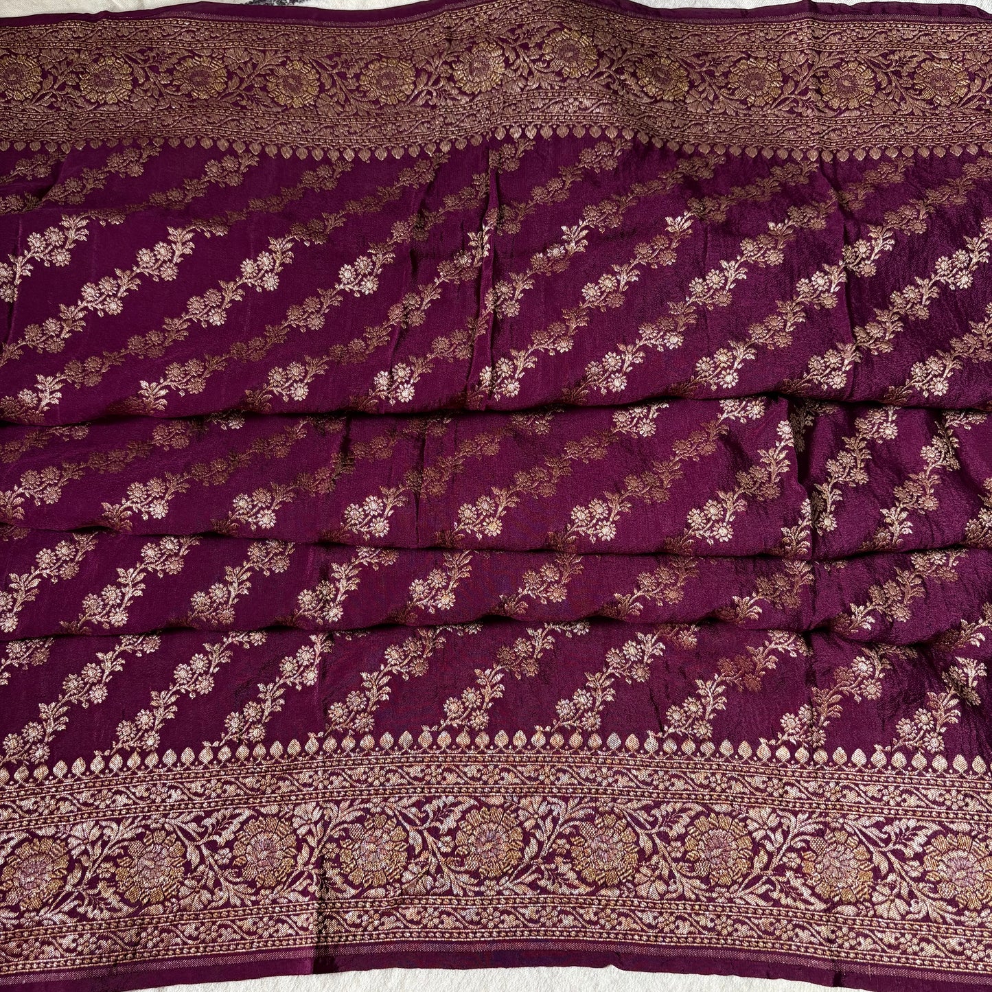 Mustard Yellow Banarasi Pure Crepe Saree