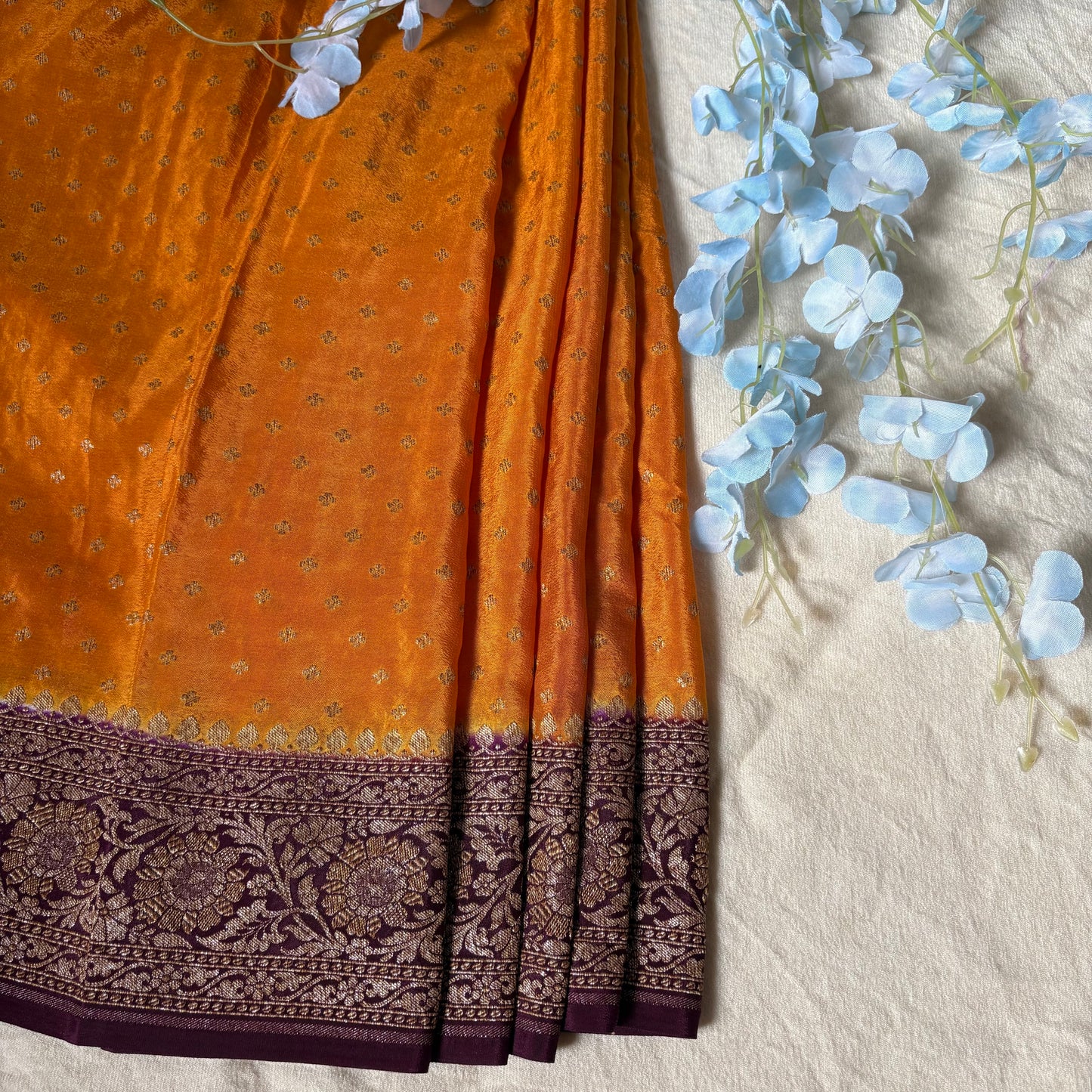 Mustard Yellow Banarasi Pure Crepe Saree