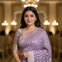 Lavender Semi Khaddi Georgette Saree