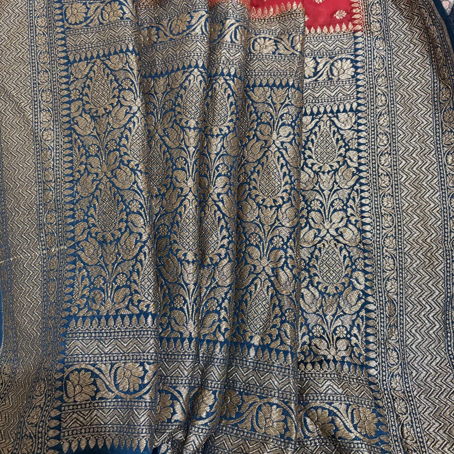 Red Banarasi Pure Crepe Saree