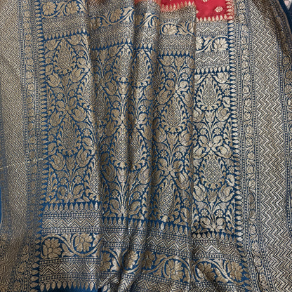 Red Banarasi Pure Crepe Saree