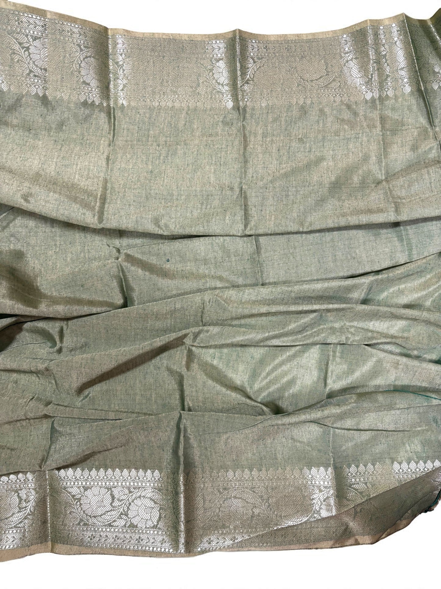 Green Printed Banarasi Border Cotton Saree