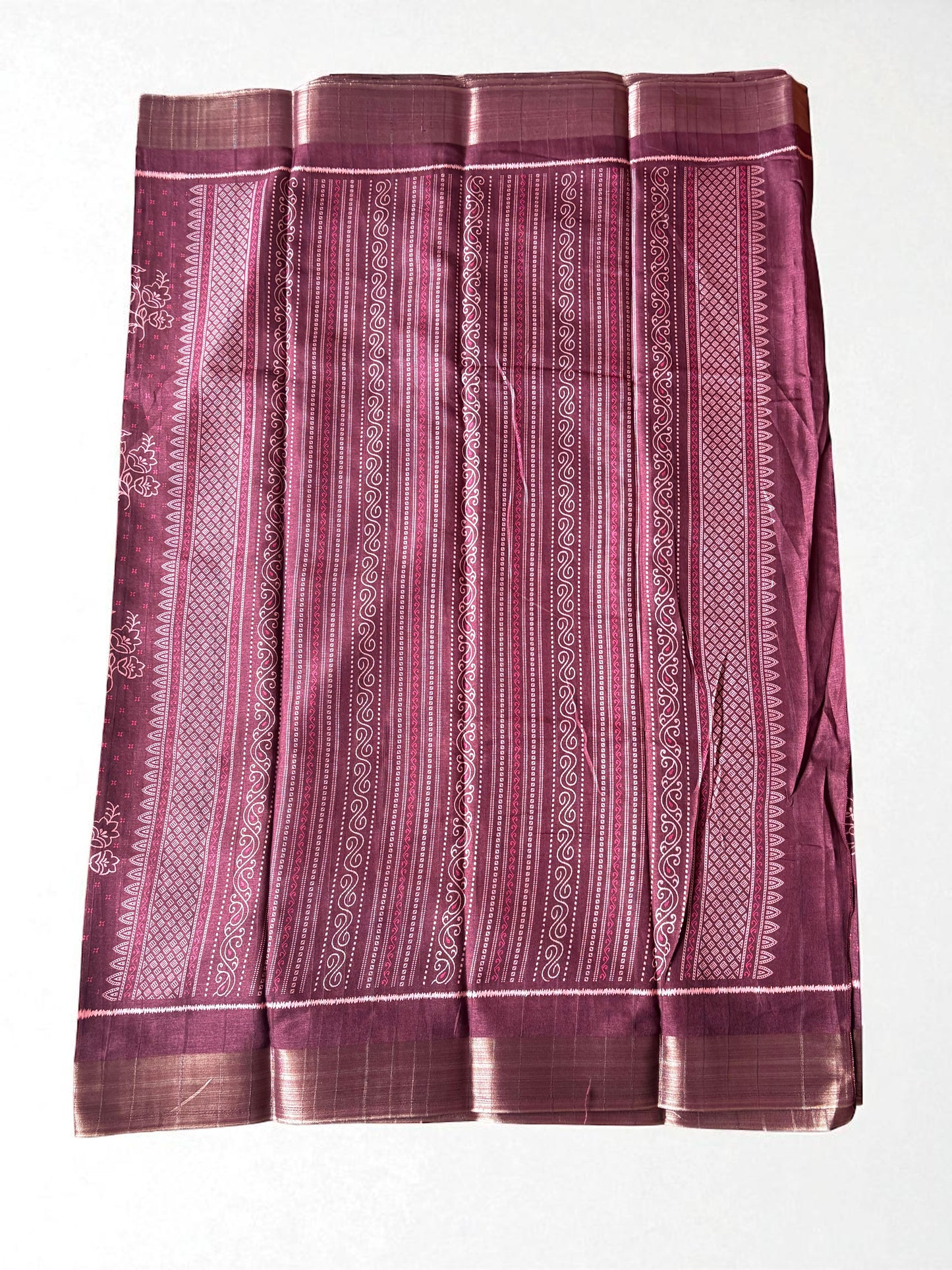 Burgandy Semi Tussar Printed Saree