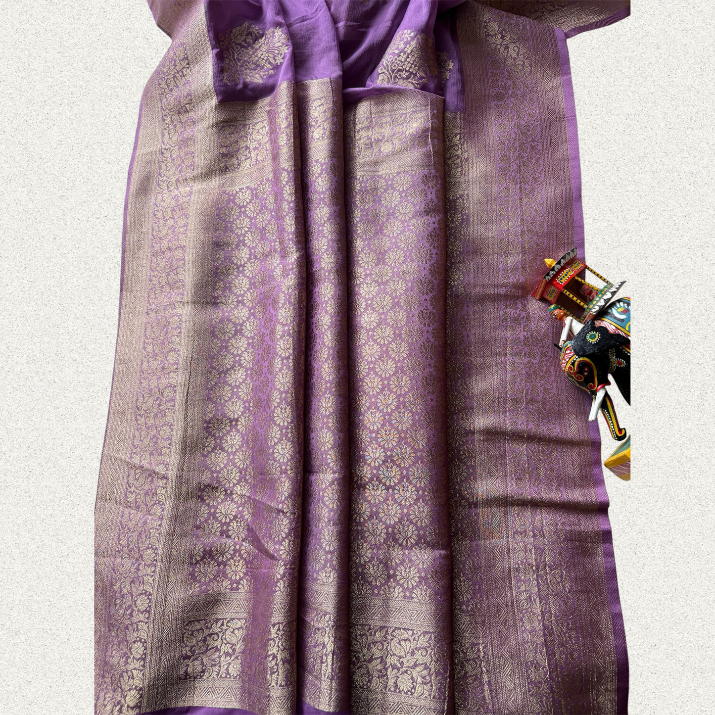 Lavender Semi Khaddi Chiffon Banarasi Saree